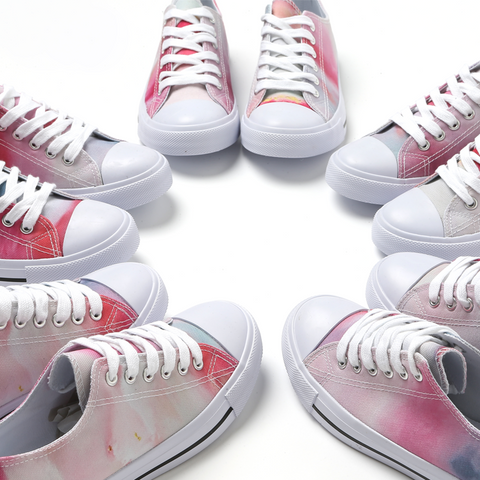 Clouds Of Rouge - Lace Up Artwork Sneakers